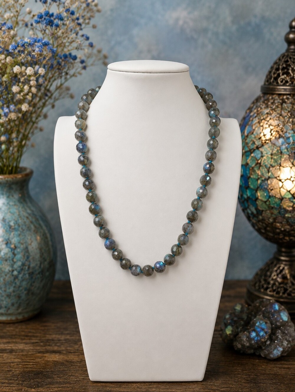 Faceted Labradorite 20 Inch Hand Knotted Aprilsplace Necklace